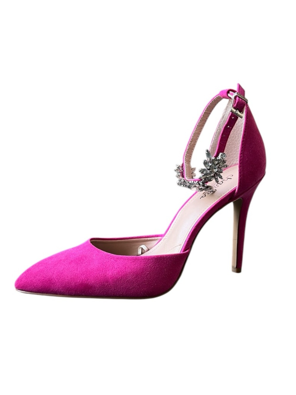 Charles by Charles David Velvet Hot Pink Fuschia Pump Ankle Strap Rhinestone 8M